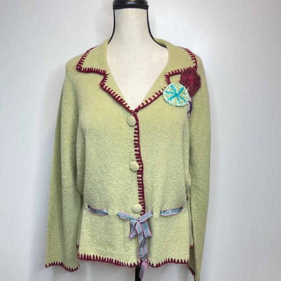 Vintage J. Jill Lime Green Sweater Size Large - Picture 1 of 9